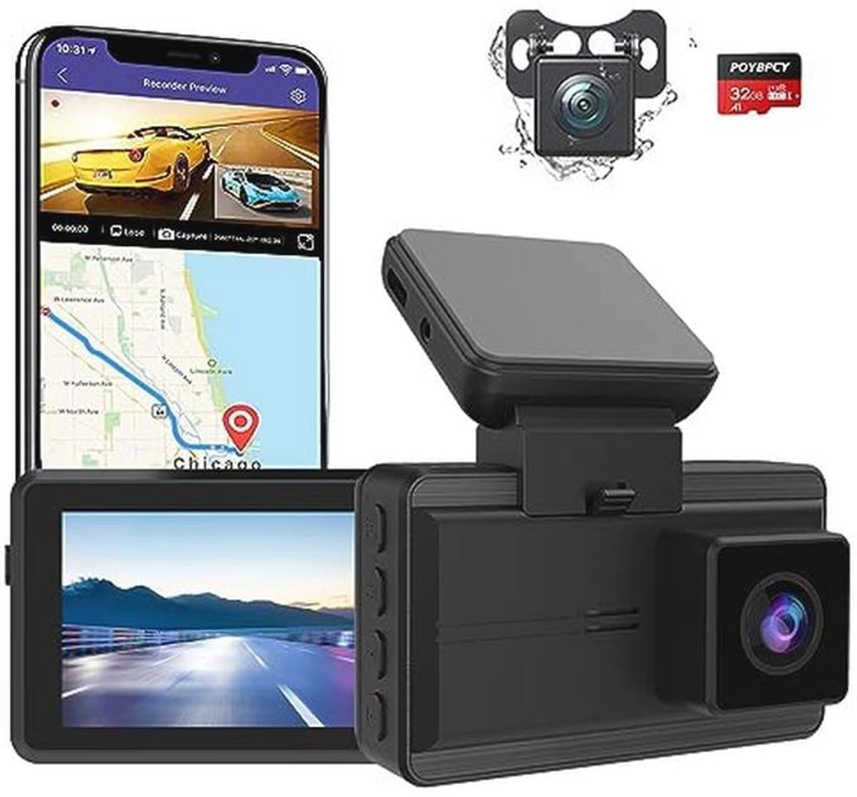 Dashcam 4K met App, Wifi, GPS, en Geavanceerde Functies — afbeelding 1