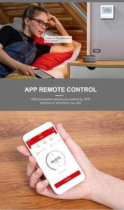 Wireless Thermostat for Gas Boiler, Room Thermostat Compatible with Boiler and Valve, Remote Control App/Voice Control, Programmable 7 Days, LCD Touch Screen with Backlight for — thumbnail 3