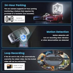 Draadloze WiFi Dashcam met 64 GB SD-kaart - FHD 1080P Auto Camera met Bewegingsdetectie en Loop-opname — thumbnail 3