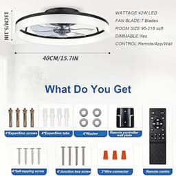 Moderne Plafondventilator met Licht en Afstandsbediening - Stille 6 Snelheden LED Plafondlamp voor Slaapkamer en Woonkamer - 24W Dimbare Kleine Plafondlamp 40CM — thumbnail 5