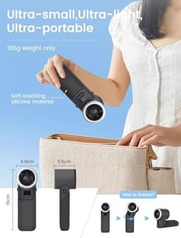 Draagbare Mini Handventilator met 5 Snelheden, USB Oplaadbare Vouwbare Ventilator, Persoonlijke Ventilator voor Binnen en Buiten — thumbnail 5