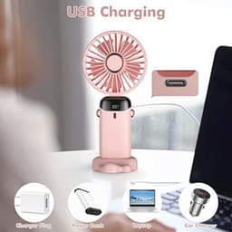 Draagbare Mini Ventilator met 5 Snelheden en Oplaadbare Accu voor Thuis en Buiten — thumbnail 3