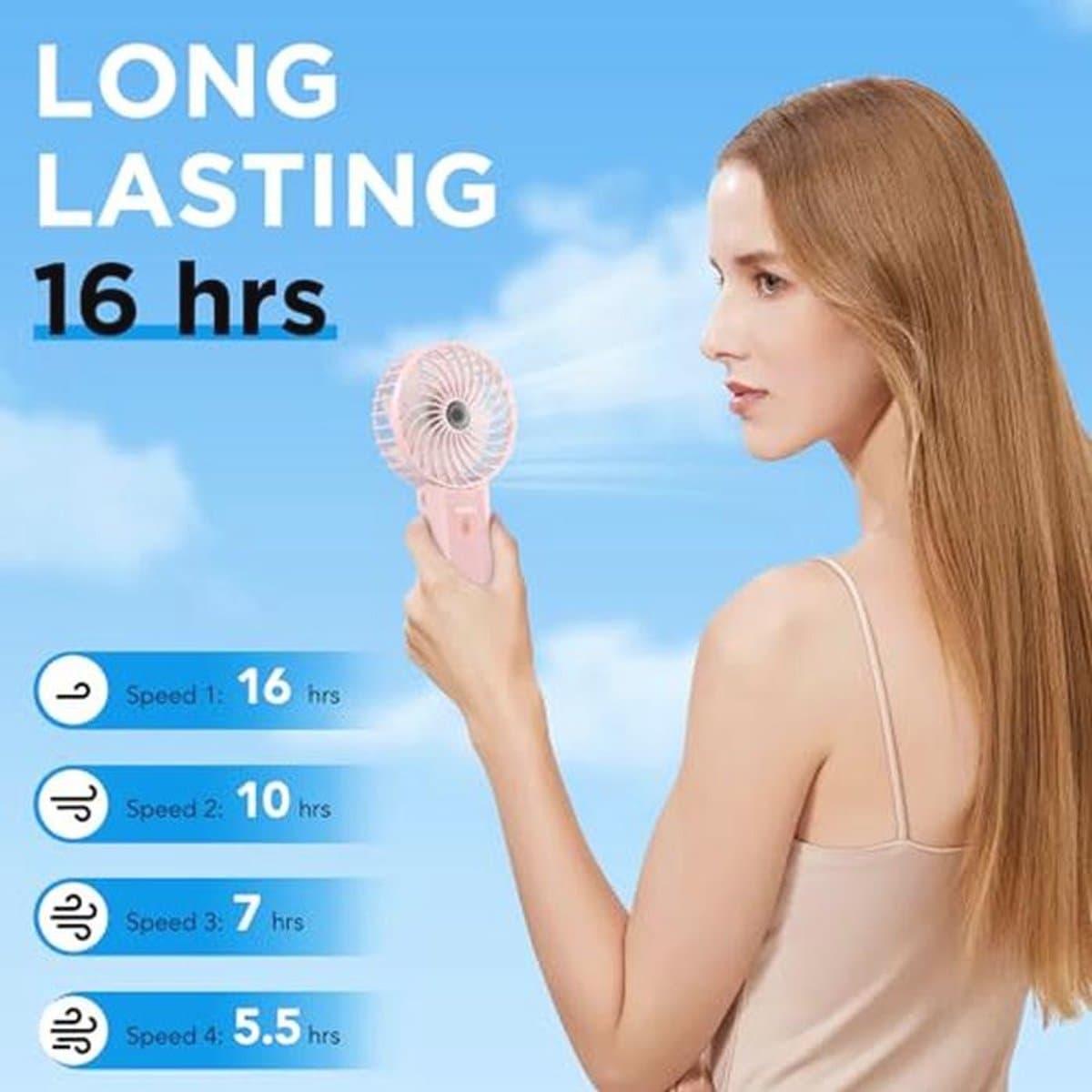 Mini Draagbare Ventilator met USB Oplaadbare Functie en 4 Snelheden — afbeelding 1