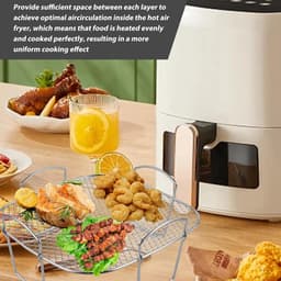Heteluchtfriteuse, grillrooster, accessoires voor heteluchtfriteuse: 20 x 20,5 x 10 cm, 304 roestvrij staal, vierkante airfryer-accessoires Geschikt voor Cosori heteluchtfriteuse, 5,5 l XXL / 6,4 l — thumbnail 3