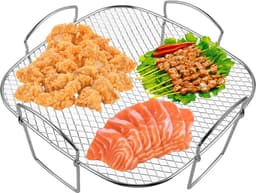Heteluchtfriteuse, grillrooster, accessoires voor heteluchtfriteuse: 20 x 20,5 x 10 cm, 304 roestvrij staal, vierkante airfryer-accessoires Geschikt voor Cosori heteluchtfriteuse, 5,5 l XXL / 6,4 l — thumbnail 2