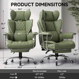 GTPLAYER - Ergonomische Gamingstoel - Met Voetensteun en Verstelbare Rug - Groen — thumbnail 5