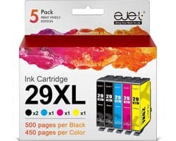 Vervangende XL Inktcartridges voor Printers (5-Pack Zwart, Cyaan, Magenta, Geel)
