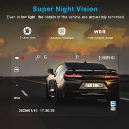Dashcam Auto 1080P met 3 Inch IPS Scherm, Nachtzicht en 64GB SD Kaart — thumbnail 3