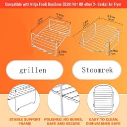 Airfryerrek 2-pack - Airfryer Accessoires - Airfryer-accessoire met dubbele mand - Grill voor hoge temperaturen - Multifunctioneel kookrek - Airfryer — thumbnail 16
