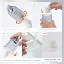 SNJY® Kruimeldief Snoerloos - Handstofzuiger Draadloos - Draadloze Stofzuiger - 12V - Wit — thumbnail 3