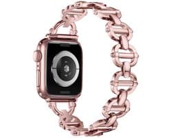 By Qubix - Geschikt voor Apple Watch bandje - Metalen ladder schakelbandje - Rosé pink - Geschikt voor Apple watch 38mm / 40mm / 41mm / 42mm - Smartwatch bandje