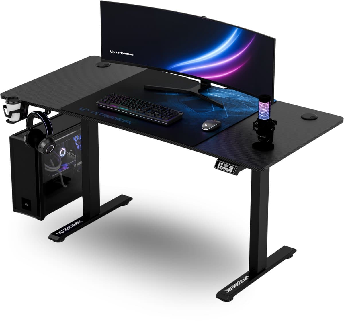 Ultradesk LEVEL V2 – Bureau voor Gaming, Home Office & Kantoor – Blauw – Elektrisch verstelbaar – Incl. XL Muismat & Accessoires — afbeelding 1