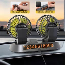 Krachtige 12V Dubbele Kop Autoventilator met 360° Rotatie voor Koele Lucht — thumbnail 4