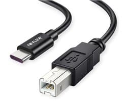 Ninzer USB C naar USB B kabel - voor Printers, Scanners, All-in-One - 1.5 meter - Plug & Play - USB 2.0 - Snelle Dataoverdracht