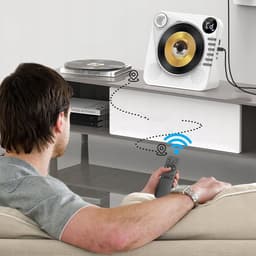CD Speler - Bluetooth Speaker - Witte Multifunctionele Audiospeler - Met USB, AUX & Remote - Slaaptimer & Batterij - Voor Muziek in Huis — thumbnail 10