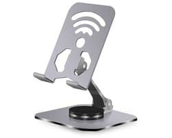 WK® Aluminium Telefoon Houder - iPad Houder-Standhouder – Antislip Siliconen – Stevig & Duurzaam – Geschikt voor 4,7–11 inch Smartphones, Tablets & iPads – 85×58 mm – Grijs