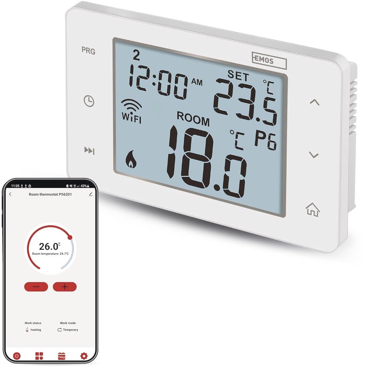 Slimme kamerthermostaat met WiFi en app voor verwarmings- en koelsystemen — afbeelding 1