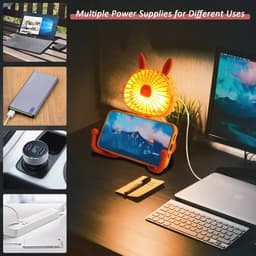 Creatieve Wandelen Ventilator met LED Licht - Oplaadbare Handheld Ventilator met Flexibele Clip en Draaibare Functies — thumbnail 3