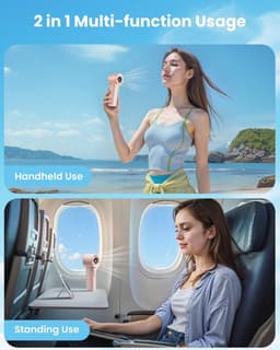 Gaiatop Draagbare handheld turbo-ventilator, 1-100 instelbare hoge snelheden, 3-20 uur koeltijden, 4800 mAh USB oplaadbare draagbare kleine handventilatoren met sleutelkoord voor buiten, reizen, thuis — thumbnail 4