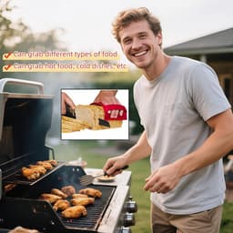 Hittebestendige keukengrip van siliconen van voedingskwaliteit - met antisliphandgreep - voor het snijden en tillen van warm eten, ovenschalen en airfryer - Rood — thumbnail 4