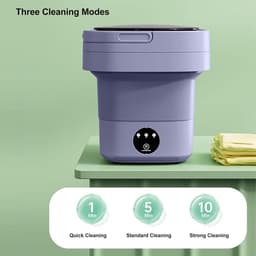 Mini draagbare vouwbare wasmachine, 100-240 V voor compleet appartement, kleine automatische vouwbare wasmachine voor studentenkamer (paars) — thumbnail 2