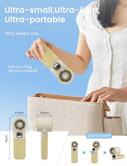 Draagbare Handventilator met 5 Snelheden - Oplaadbare Mini Ventilator voor Binnen en Buiten — thumbnail 1