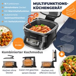 KESSER® Multicooker Airfryer 8L met 16 Kookfuncties Inclusief Stoomkoker, Rijstkoker, Grill Apparaat — thumbnail 5