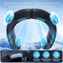 Draagbare Halsventilator met 6000 mAh Oplaadbare Batterij - 18 Uur Koeling, Krachtige 360° Luchtstroom, 3 Snelheden, Ultra-Stille Opvouwbare Ventilator — thumbnail 2