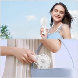 Oplaadbare Mini USB Ventilator - Stil, Draagbaar en Instelbaar in 4 Snelheden met Spiegel - Krachtige Mini Ventilator voor Thuis, Kantoor, Reizen en Buiten — thumbnail 4