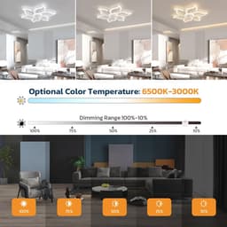 Slimme plafondventilator met LED verlichting, afstandsbediening, en spraakbediening - Stil in zomer/wintermodus, witte kleur — thumbnail 2