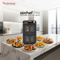 Turbotronic AF510D - Dubbele Airfryer - 11L - Airfryer XXL - Heteluchtfriteuse - Dual Heating - 50ºC tot 200ºC - 6 Kookprogramma's - Zwart — thumbnail 2