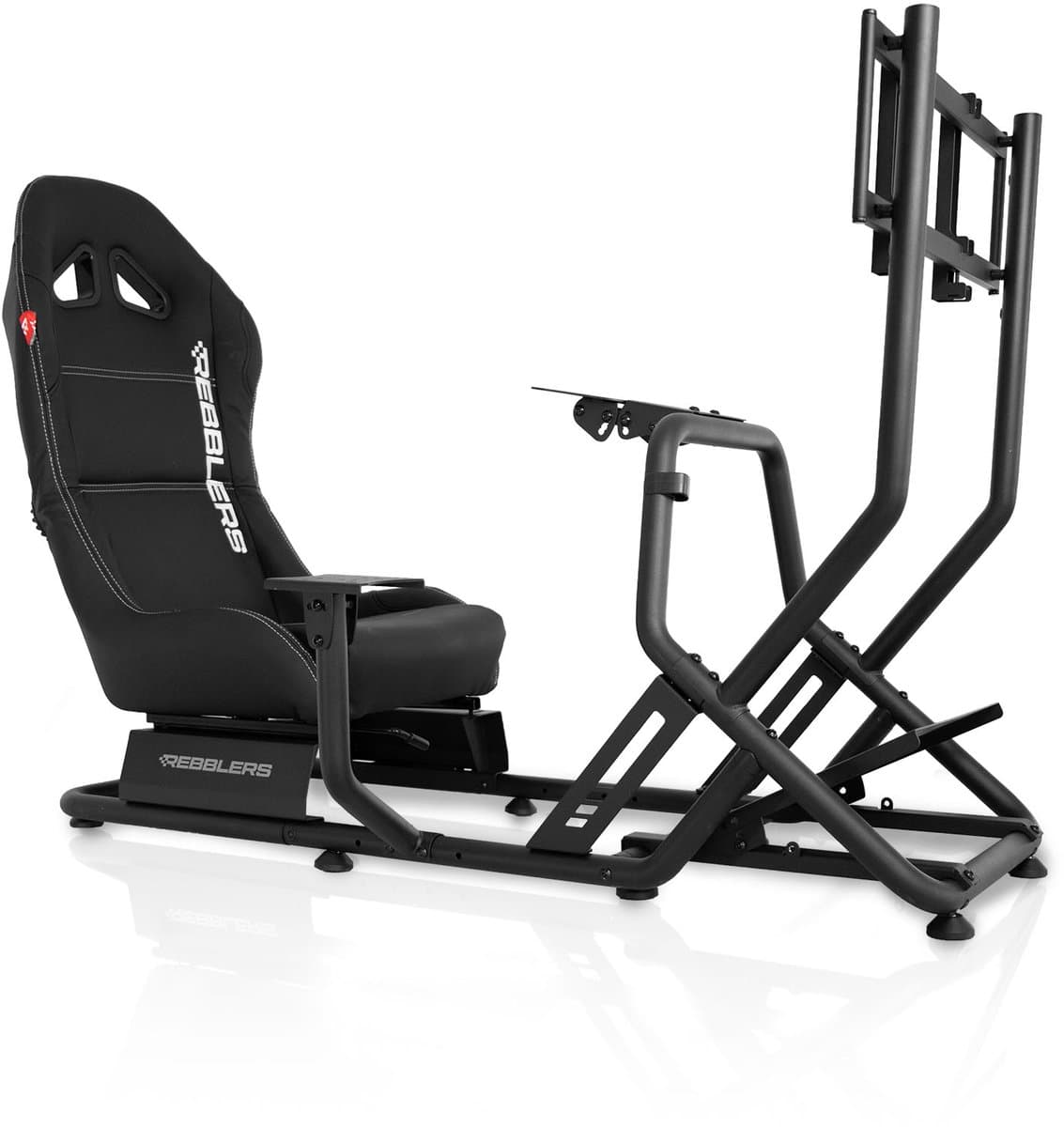 REBBLERS® SIMR 300GM Sim Racing Cockpit + Gearshift Holder + Monitor Mount - Racestoel - Volledig Verstelbaar - Zwart — afbeelding 1