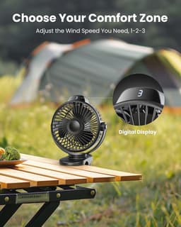Draagbare Clip-on Ventilator - Mini USB Ventilator met 3 Snelheden en LED Display - 360° Draaibaar Persoonlijk Koelsysteem voor Op Bureau — thumbnail 2