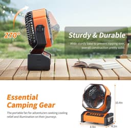 Oplaadbare Camping LED Ventilator met Licht en Haak - 20000 mAh Batterij en 4 Snelheden — thumbnail 5