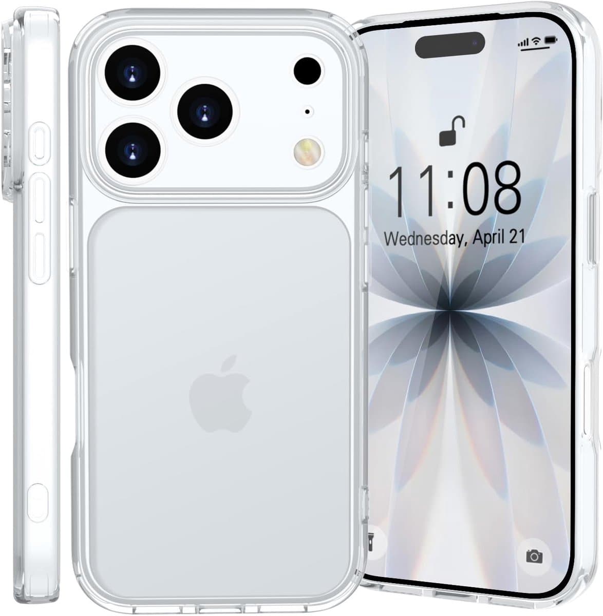 Hoes voor iPhone 17 Pro Max, met camerabescherming, stootvast, topkwaliteit, militaire standaard, krasbestendig, doorzichtige achterkant, telefoonhoes, anti-vingerafdruk, mat wit — afbeelding 1