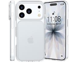 Hoes voor iPhone 17 Pro Max, met camerabescherming, stootvast, topkwaliteit, militaire standaard, krasbestendig, doorzichtige achterkant, telefoonhoes, anti-vingerafdruk, mat wit