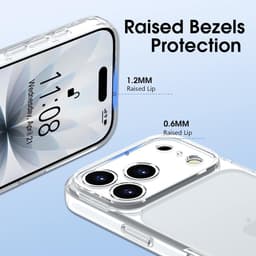 Hoes voor iPhone 17 Pro Max, met camerabescherming, stootvast, topkwaliteit, militaire standaard, krasbestendig, doorzichtige achterkant, telefoonhoes, anti-vingerafdruk, mat wit — thumbnail 2