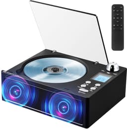CD Speler met Bluetooth & FM Radio – Desktop CD Player met Dubbele Speakers – Ondersteunt USB, TF-kaart, AUX & Optische Uitgang – Inclusief Afstandsbediening, LCD-Display & Hoofdtelefoonaansluiting – Zwart — thumbnail 1