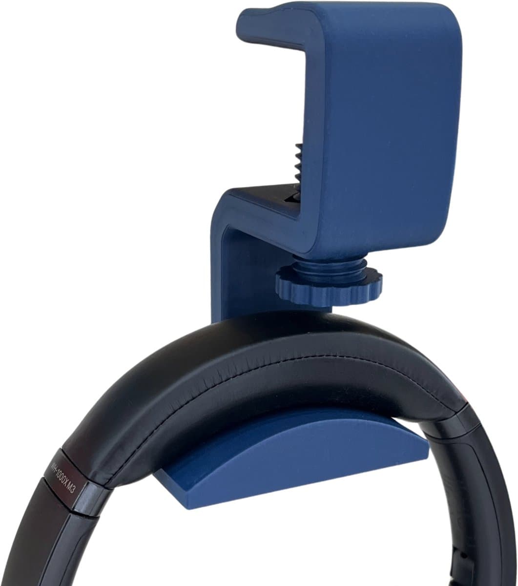 Koptelefoonhouder met Bureaubladklem (10–35 mm) – Donkerblauw – Onder Bureau – Duurzaam PLA — afbeelding 1