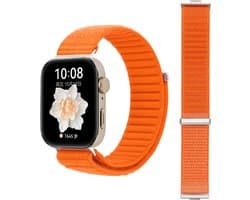 Stravo Nylon Horlogebandje met Klittenband – Geschikt voor Huawei Watch Fit 4 Pro / Watch Fit 4 / Watch Fit 3 – Geweven Smartwatch Bandje – Oranje