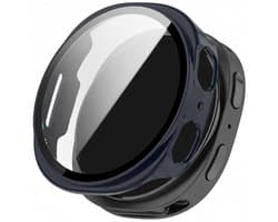 Screenprotector case - geschikt voor Samsung Galaxy Watch 8 - 40mm - full cover hoesje - gehard glas - 40 mm - volledige bescherming - donkerblauw