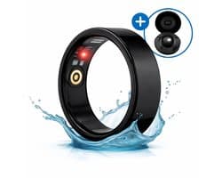 SyncGear Smart Ring - Slimme ring Heren & Dames Inclusief Oplaadcase – Menstruatiecyclus - Hartslag - SpO2 - Stappenteller - Hartslagmeter - Nederlandse App - Maat 10 (Europese maat 63) - Kleur: Zwart