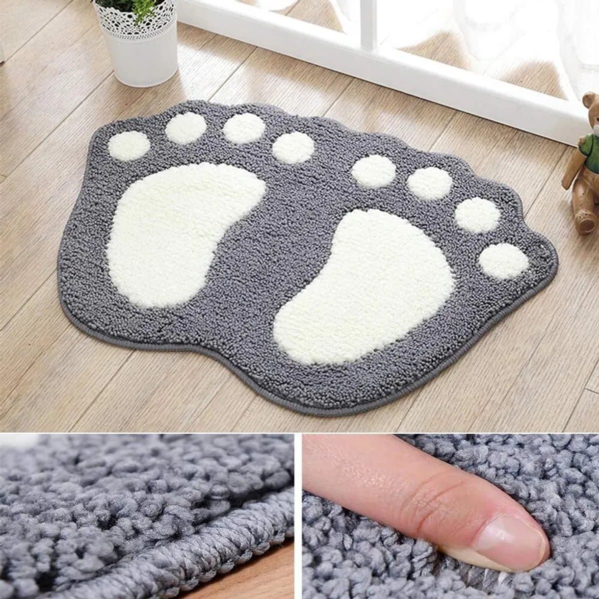 Badkamermat/kleed van microvezel, met antislip profiel, zacht en comfortabel, geschikt voor badkamers en kinderkamers, 40 x 60 cm, grijs. — afbeelding 1