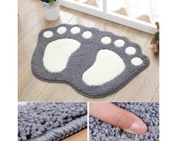 Badkamermat/kleed van microvezel, met antislip profiel, zacht en comfortabel, geschikt voor badkamers en kinderkamers, 40 x 60 cm, grijs.