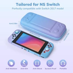 Draagbare Switch Case 14 in 1 Accessoireset - Blauw en Paars, Button Pattern — thumbnail 3