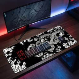 Grote Muismat 80x30 | Gaming Muismat | Zwart en wit | XXL | Antislip | Desktop Mat | Computer Mat | Draak — thumbnail 5