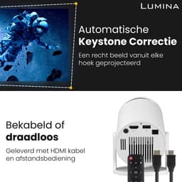 SoNis Premium Mini Beamer - Alles-in-één Smart TV Projector - 2025 model - Android 13.0 - WiFi 6 & Bluetooth 5.2 - 4k ondersteuning - Beamer - Screen mirroring - Home Cinema - Wit — thumbnail 3