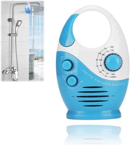 Waterdichte doucheradio, Multifunctionele draagbare AM/FM-radio met haak, ingebouwde luidspreker, op batterijen werkende radio voor badkamer, keuken en buitengebruik Dagelijks waterdicht - Cyslmuk® — thumbnail 1