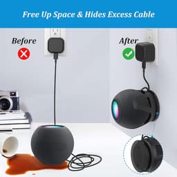 Hou Protector voor Homepod Mini - Ruimtebesparende Wandhouder met Kabelbeheer en 2 Installatiemethoden (Zwart) — thumbnail 5