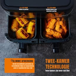 MMP® Dubbele Airfryer - Heteluchtfriteuse - Duo Airfryer - 9 L - 36x40x32cm - Zwart — thumbnail 6